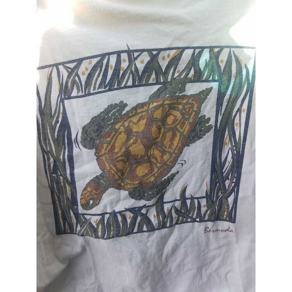 Vintage Bermuda Art Sea Turtle t-shirt Size XL Single Stitch Ocean Sea Life